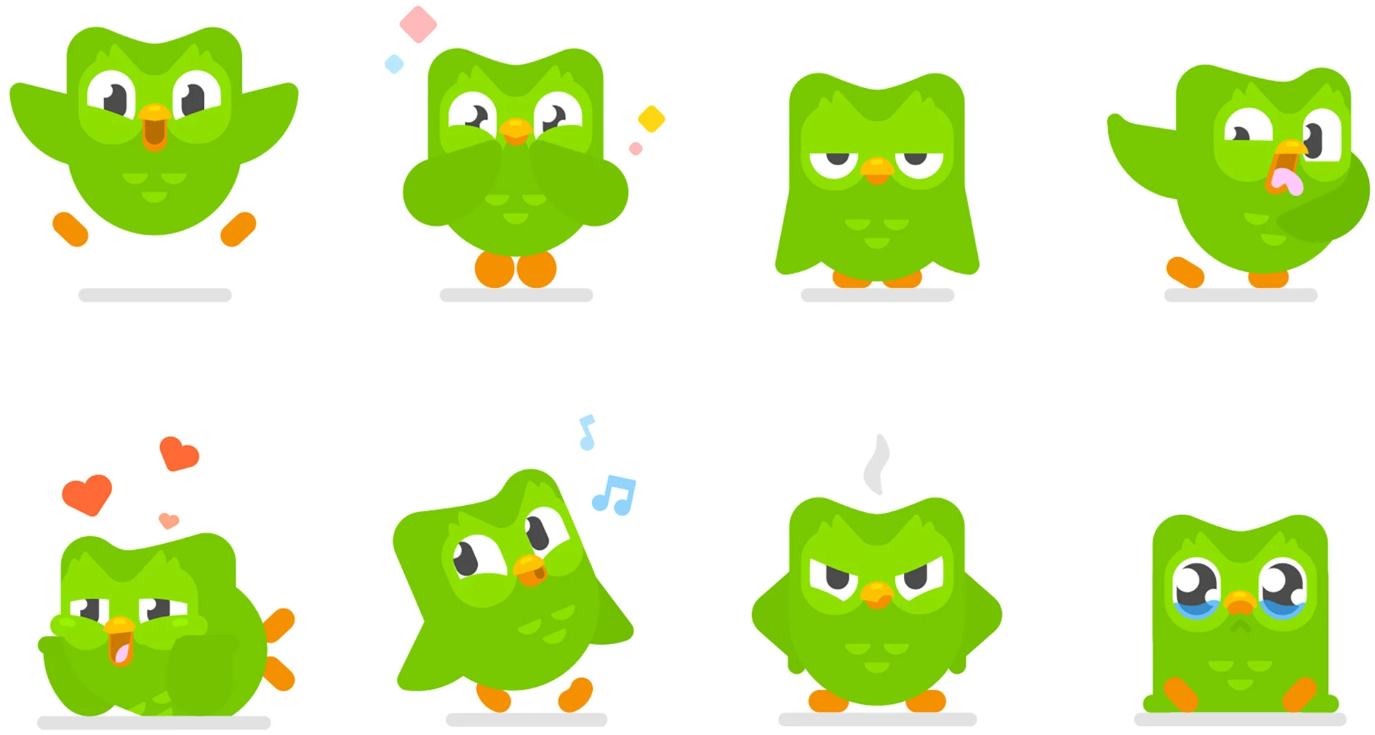 Duolingo bird in different poses