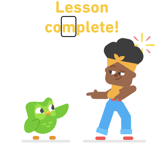 Duolingo interface when a lesson is completed