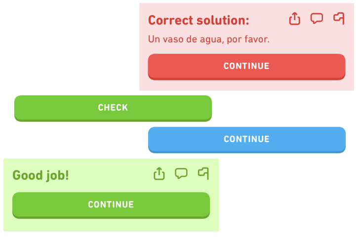 Examples of what users are faced with when completing an excercise