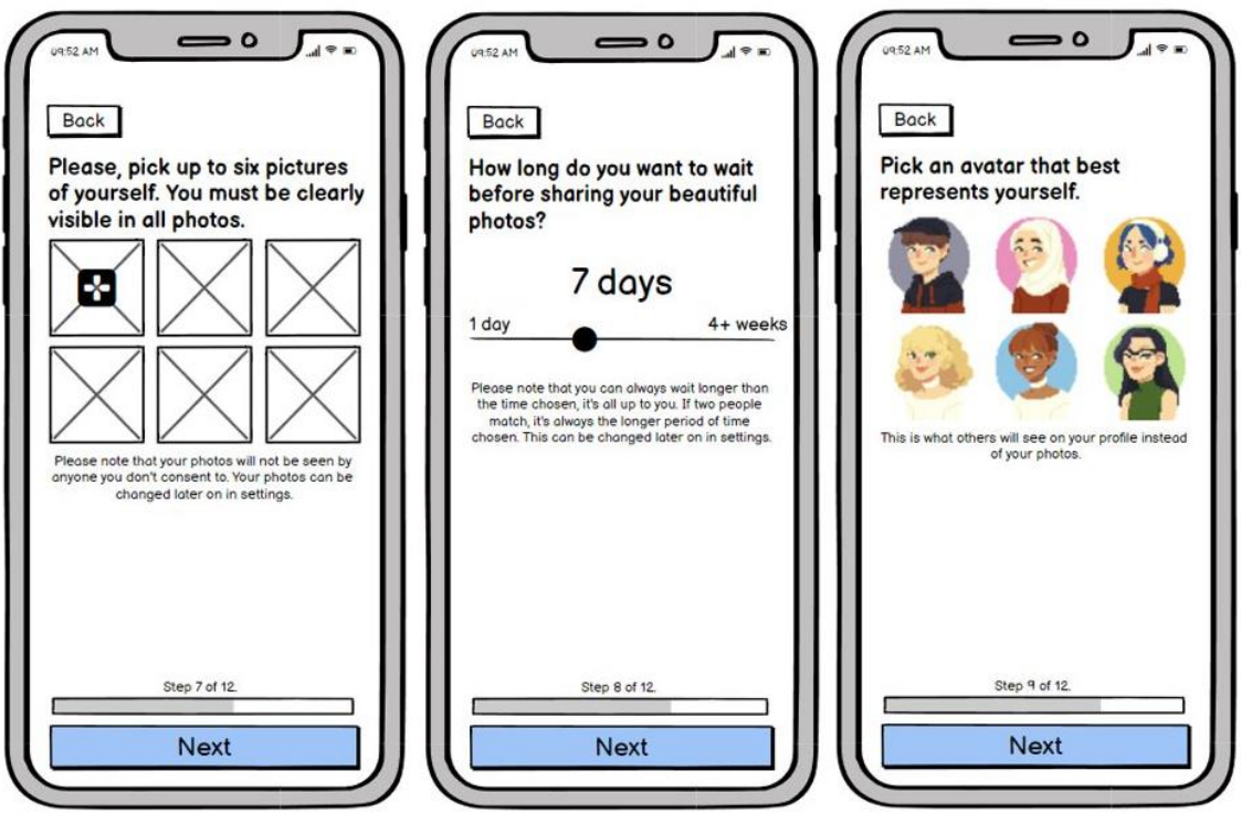 Balsamiq wireframes of Pixer's registration